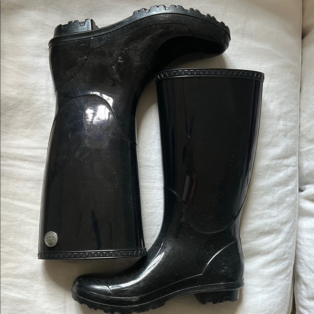 UGG Glossy Black Rain Boots